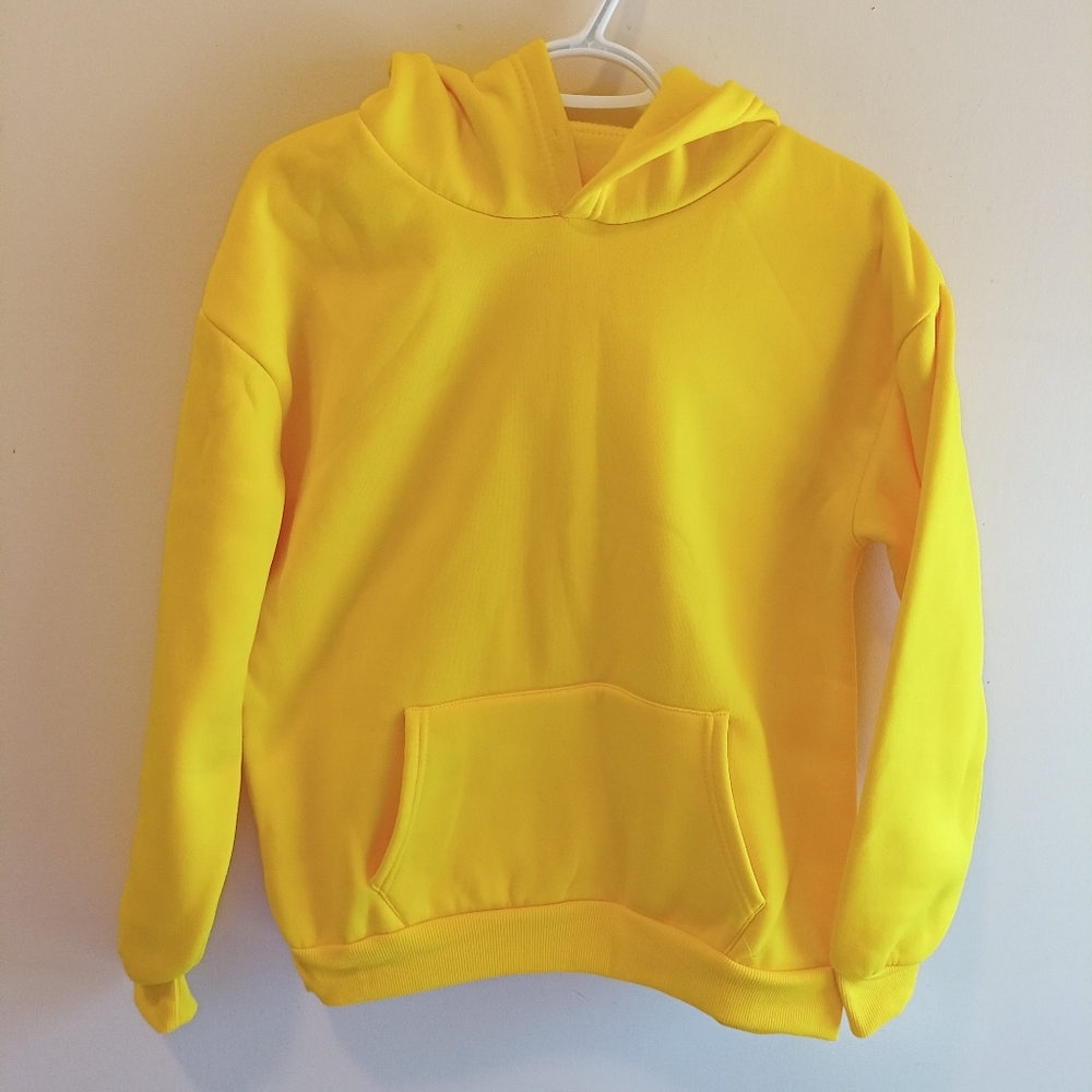 Bright Yellow Hooded Pullover Sweatshirt